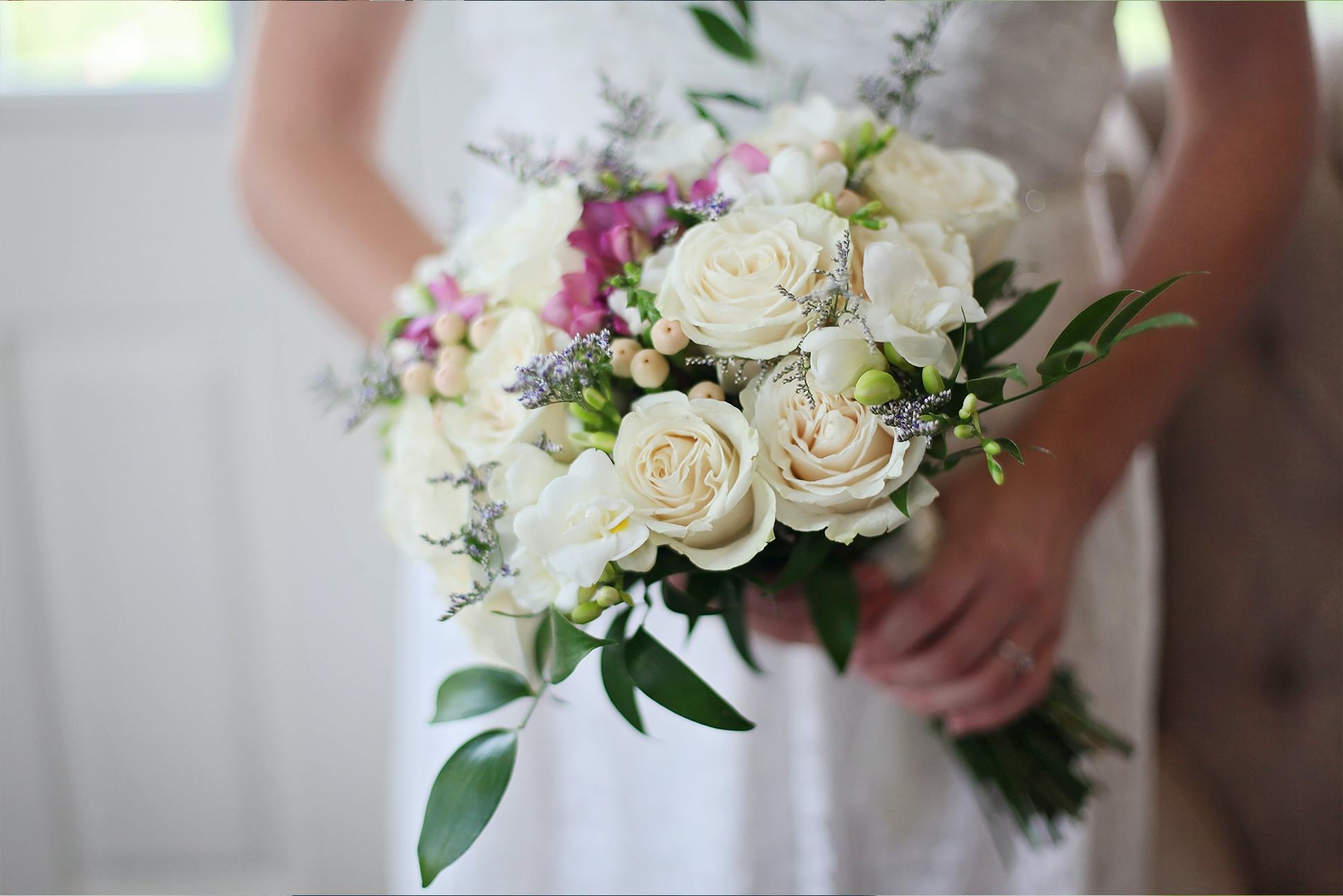 Bride holding bouquet